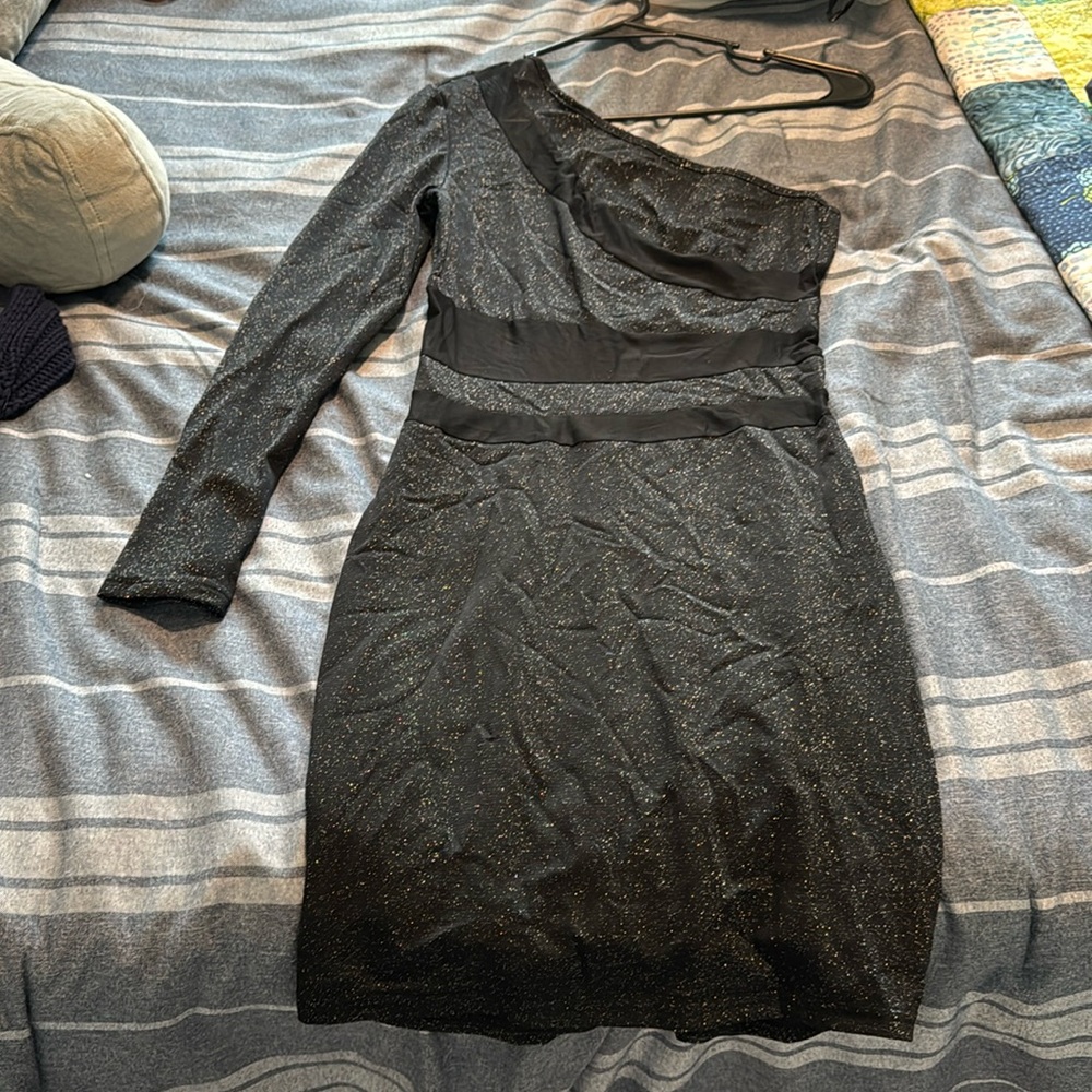 SHEIN Black One Shoulder Dress